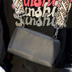 Black Textured Crossbody Bag